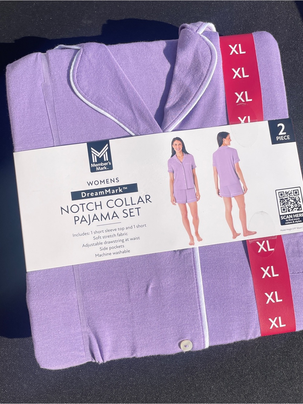 DreamMark Women's Lavender Notch Collar Pajama Set size XL